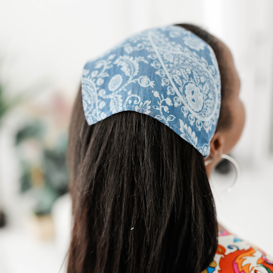 The Denim Bleu Blossom Bandana